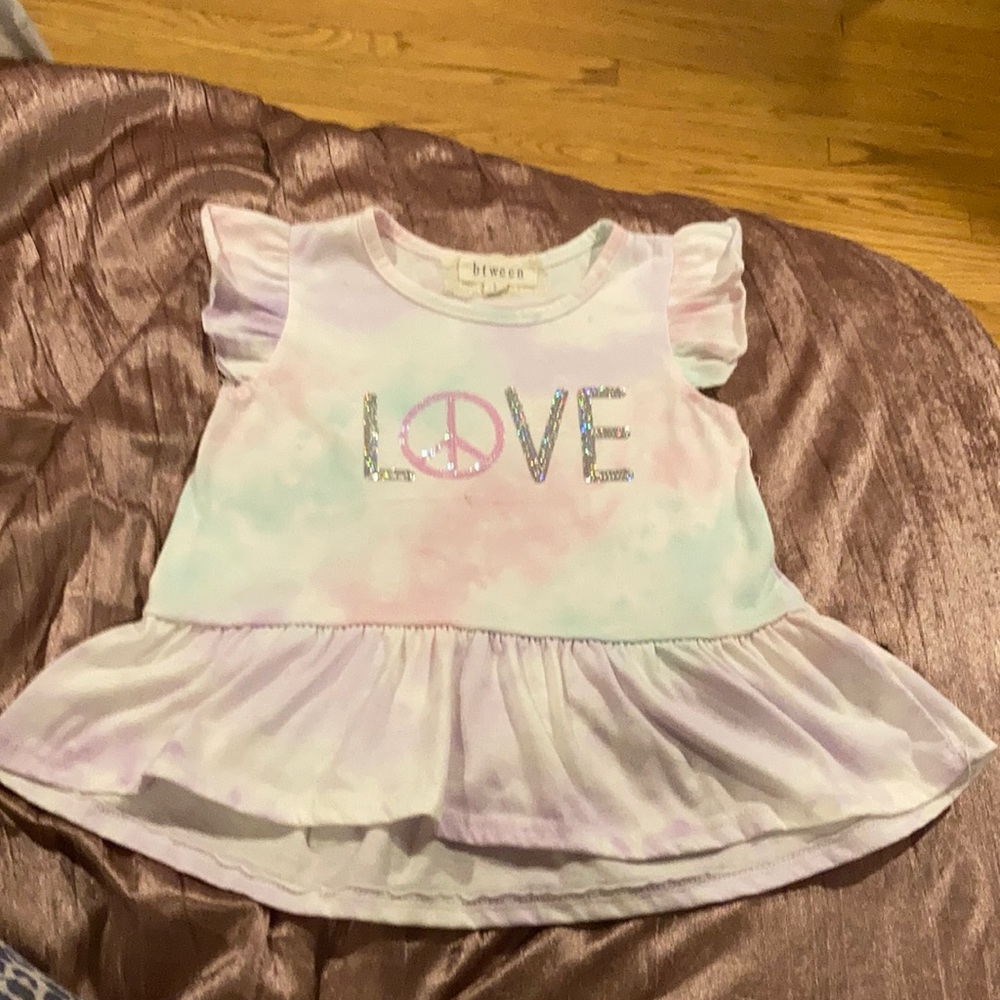 Btween Tie Dye Pebl Top Tank with Ruffle Sleeve